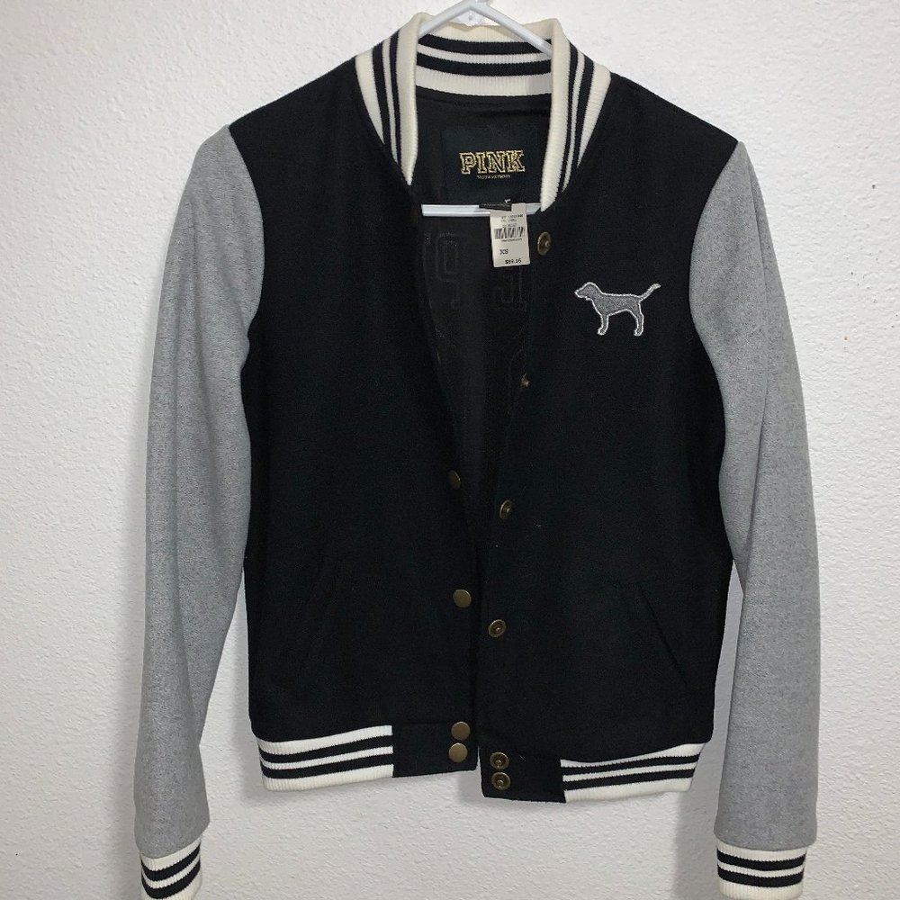 VS PINK LETTERMAN JACKET